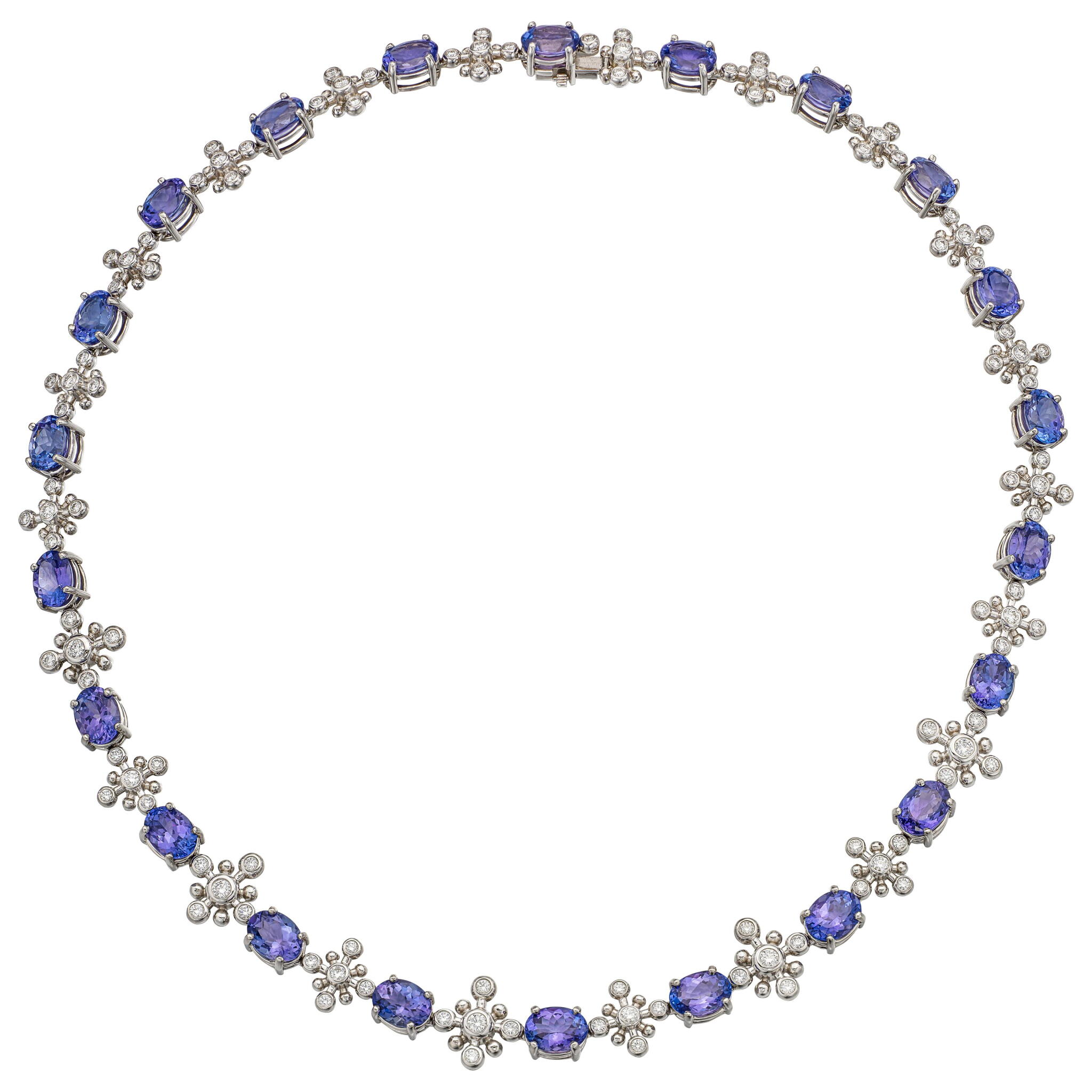 Platinum, Tanzanite and Diamond "Snowflake" Necklace  — view 1