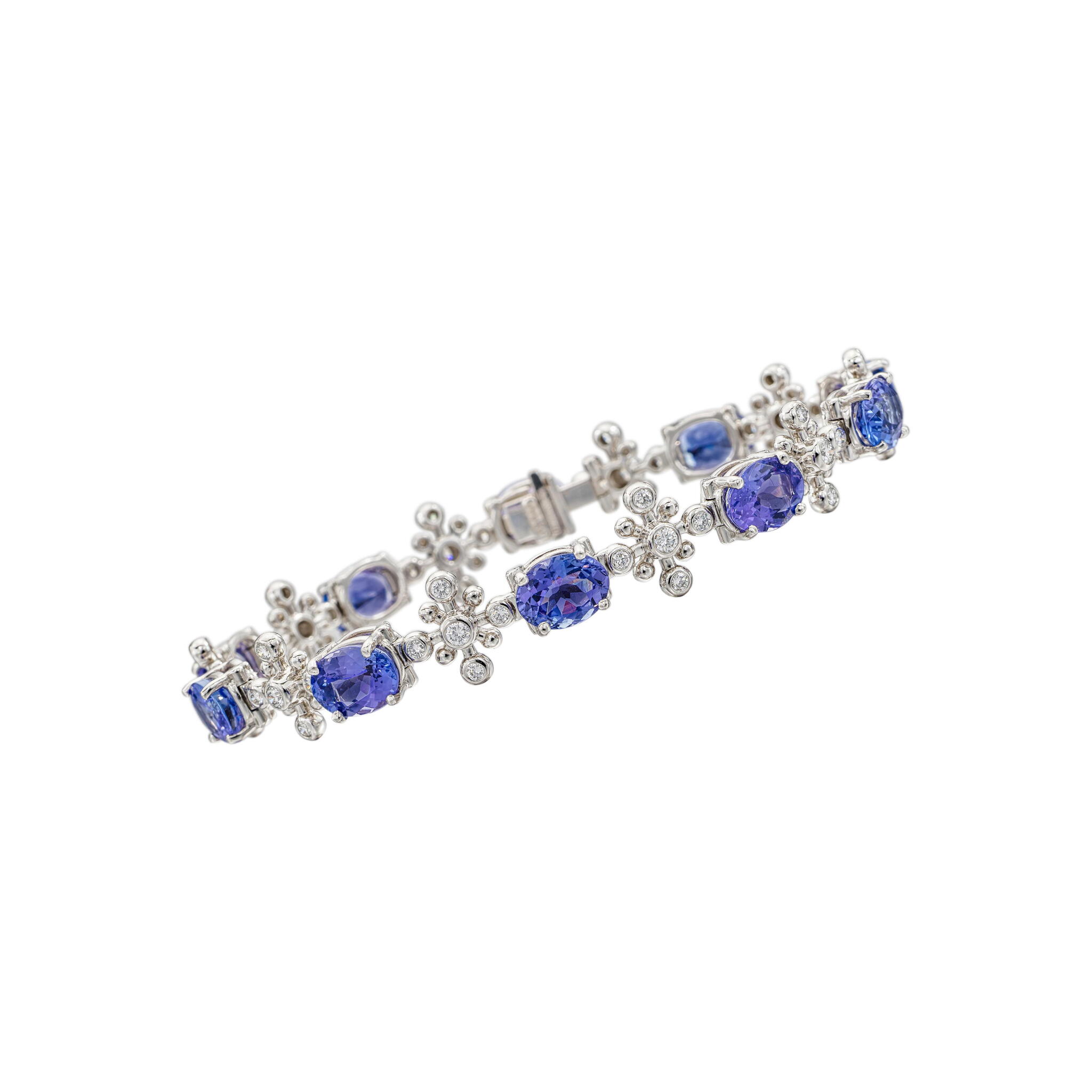 Platinum, Tanzanite and Diamond "Snowflake" Bracelet  — view 1