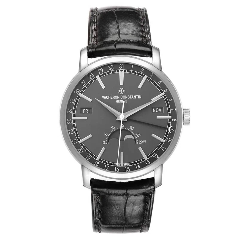 Traditionnelle (Reference 4010T/000G-B740). A 41mm white gold automatic wristwatch with date, day, month, and moon phase.