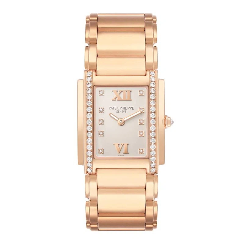 Twenty-4 (Reference 4910/11R-011). A 30mm rose gold diamond-set quartz wristwatch.