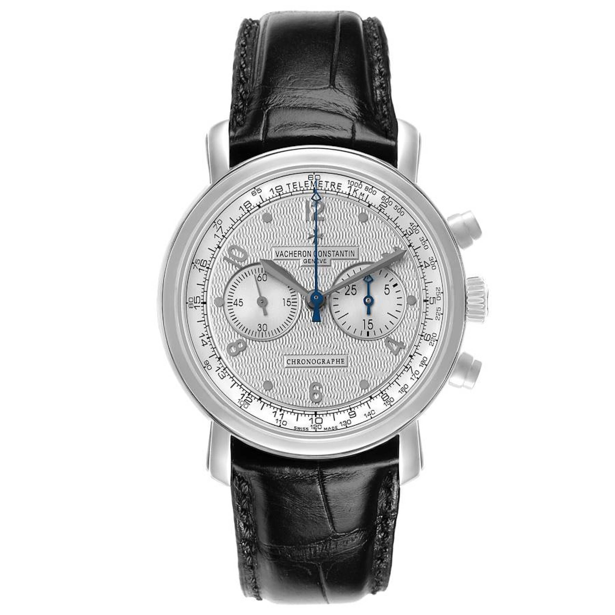 Malte (Reference 47120). A 41.5mm white gold manual wind wristwatch with chronograph. — view 1