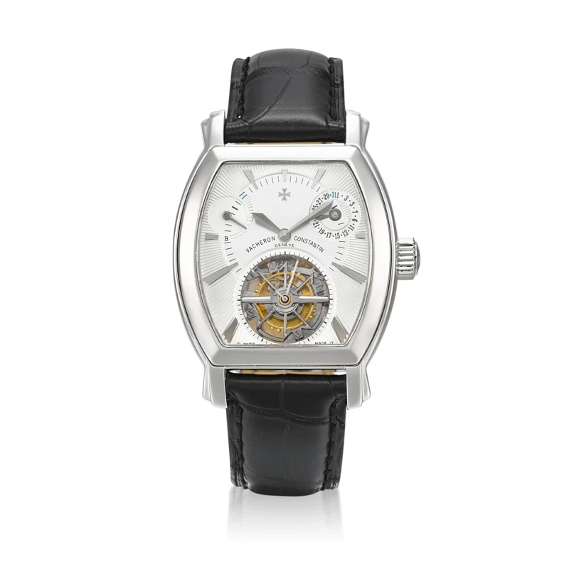 Malte tourbillon (Reference 30066). A platinum tourbillon mechanical wristwatch with date and power reserve indication. Made in 2003