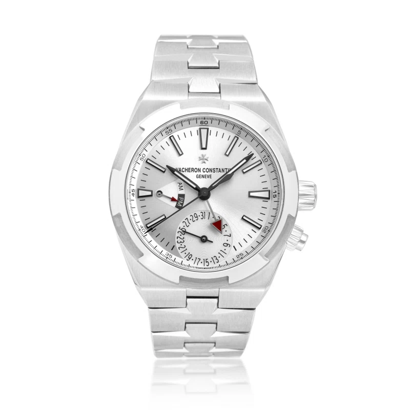 Overseas (Reference 7900V/110A-B333). A 41mm stainless steel automatic wristwatch with date, day/night indicator, and dual time. 2023