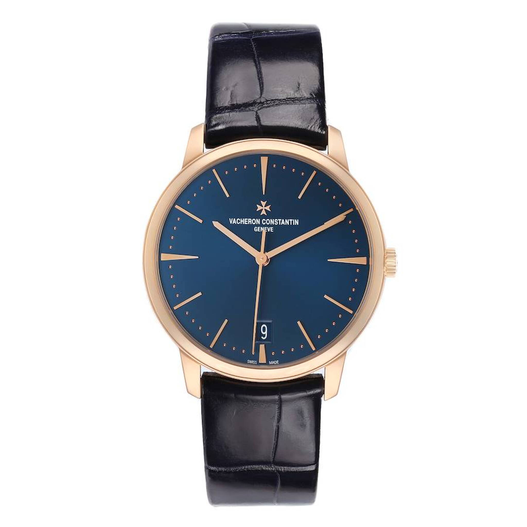 Patrimony (Reference 4100U). A 36mm rose gold automatic wristwatch with date. — view 1