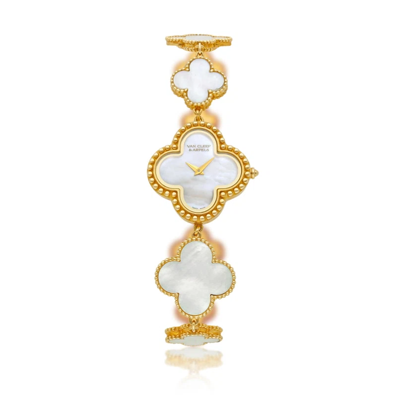 Sweet Alhambra (Reference VCARD68000). A yellow gold and mother-of-pearl-set quartz bracelet watch. Circa 2012