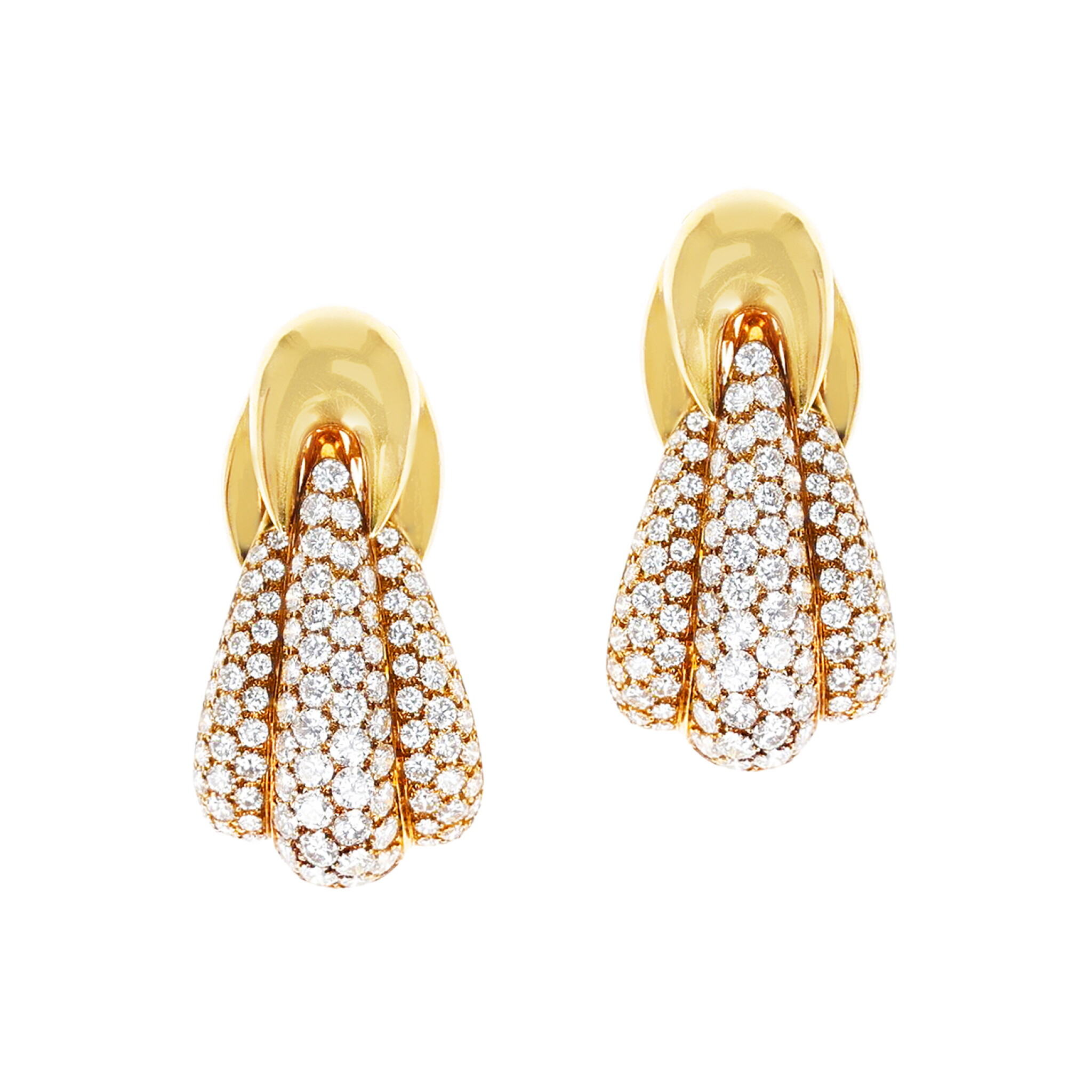 Gold and Diamond Earclips — view 1