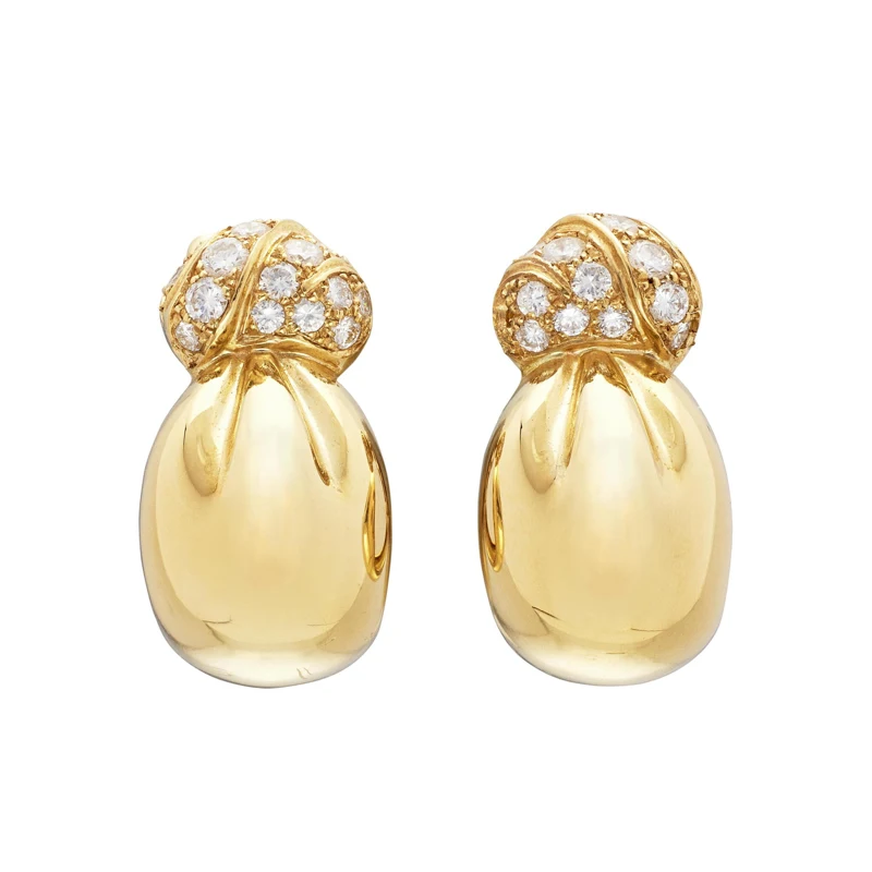 Gold and Diamond Earclips