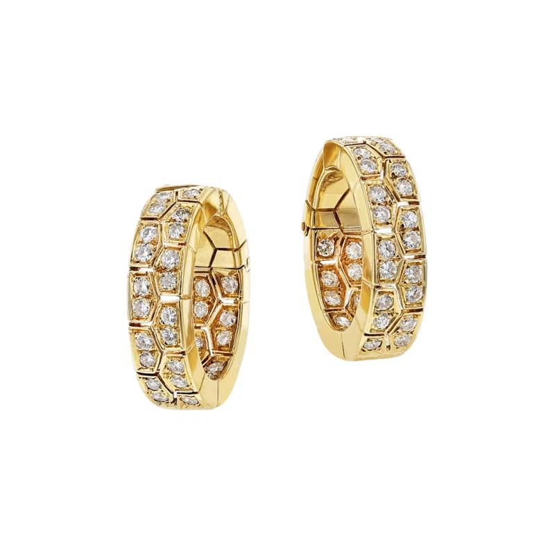 Gold and Diamond Hoop Earrings