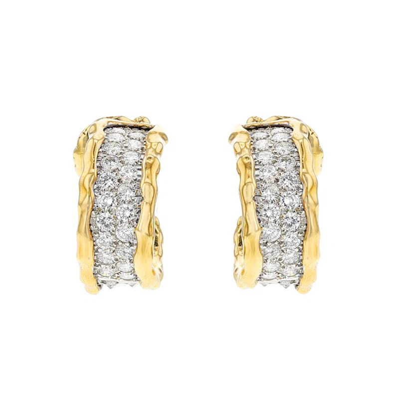 Gold and Diamond Hoop Earrings
