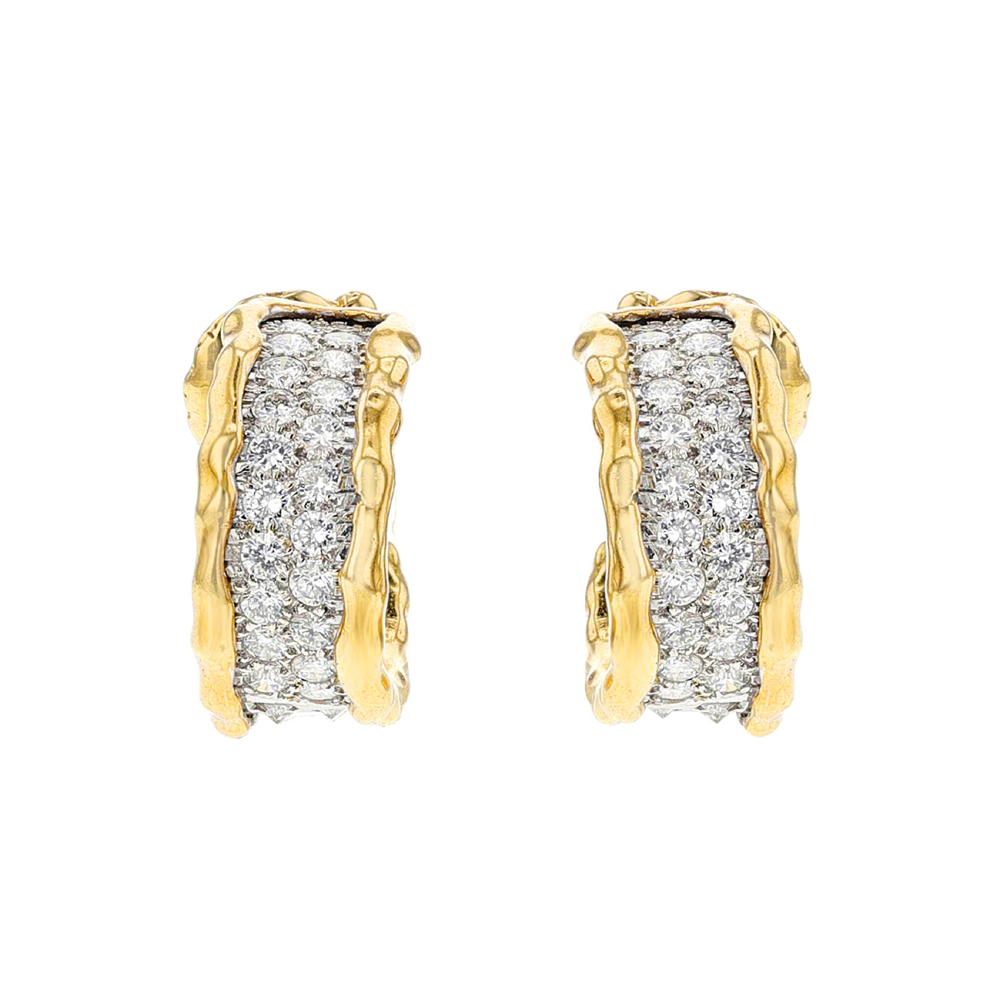 Gold and Diamond Hoop Earrings — view 1