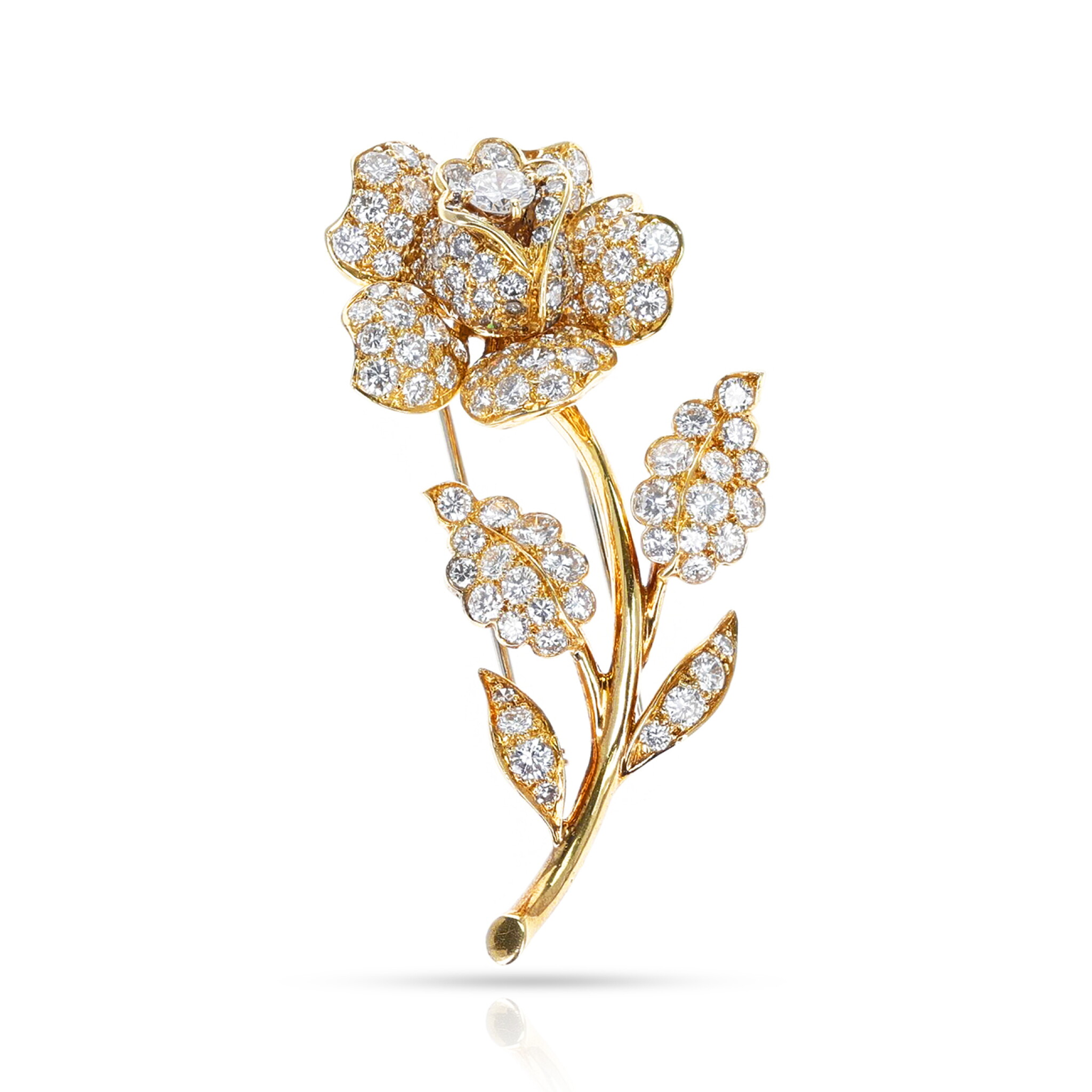 Gold and Diamond Rose Brooch — view 1