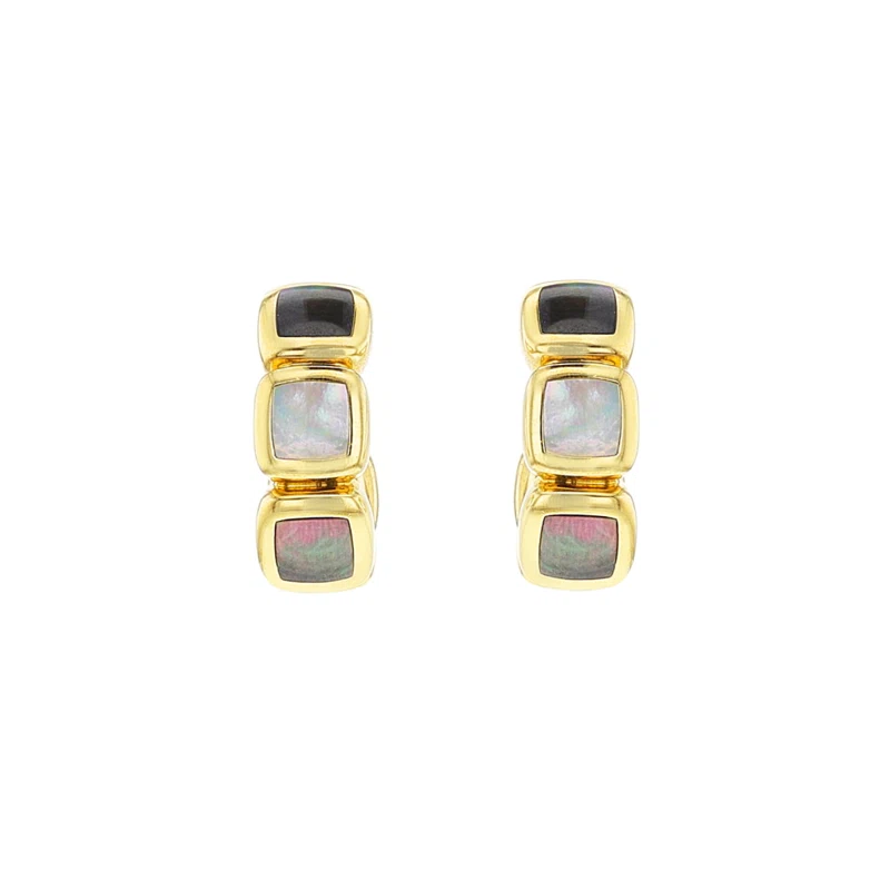 Gold and Mother of Pearl Hoop Earrings