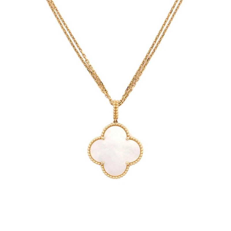 Gold and Mother of Pearl Magic Alhambra Pendant Necklace