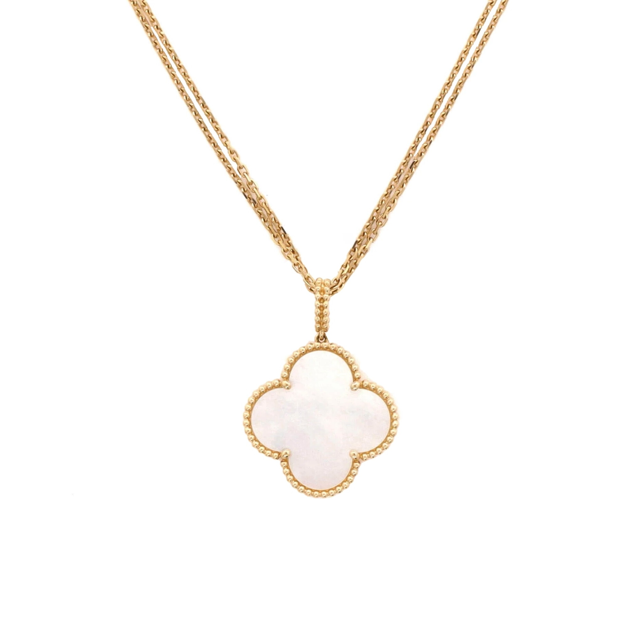 Gold and Mother of Pearl Magic Alhambra Pendant Necklace — view 1