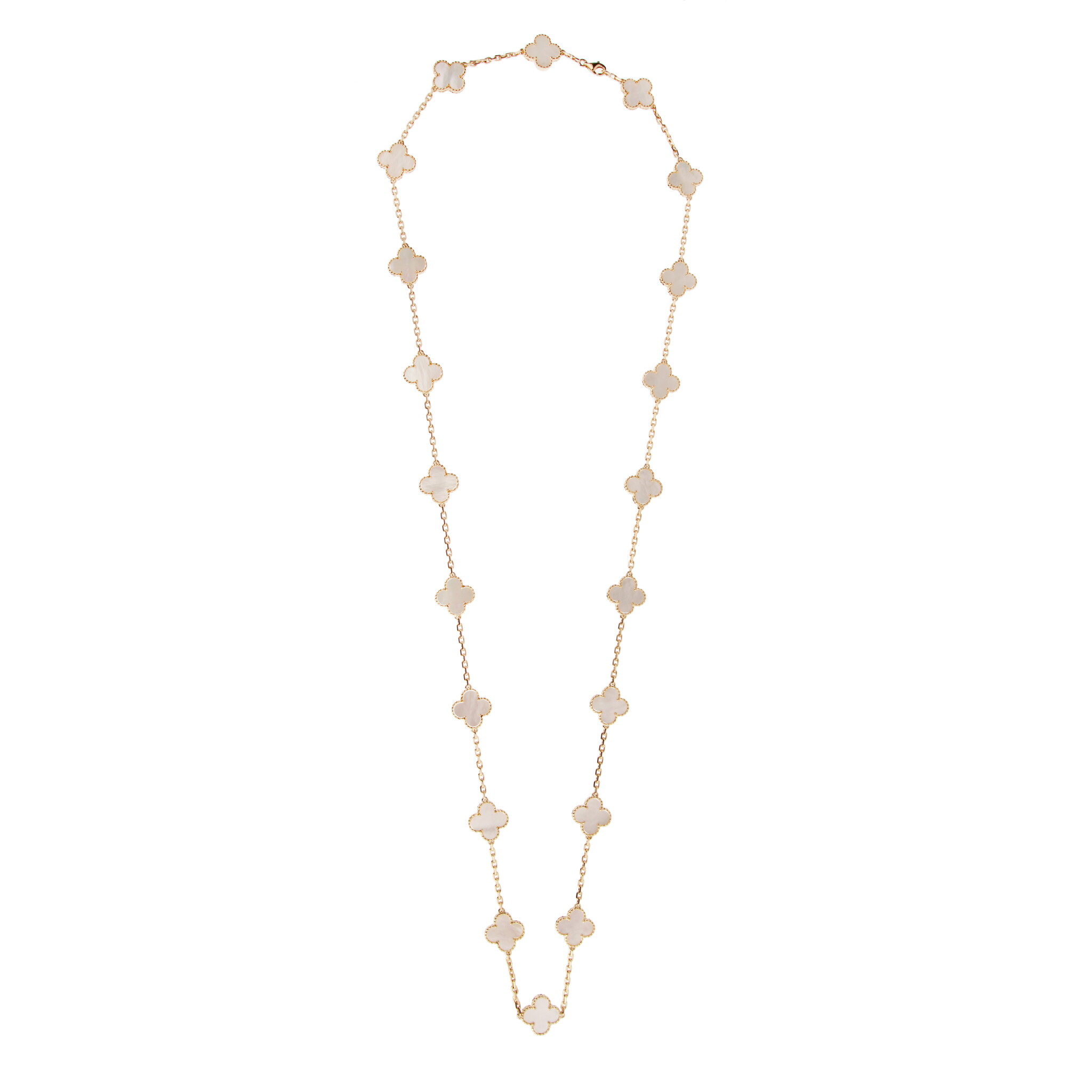 Gold and Mother of Pearl Vintage Alhambra 20 Motifs Necklace — view 1