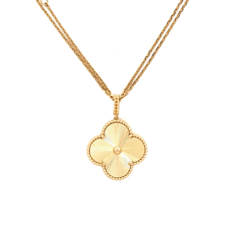 Gold Magic Alhambra Guilloché Pendant Necklace