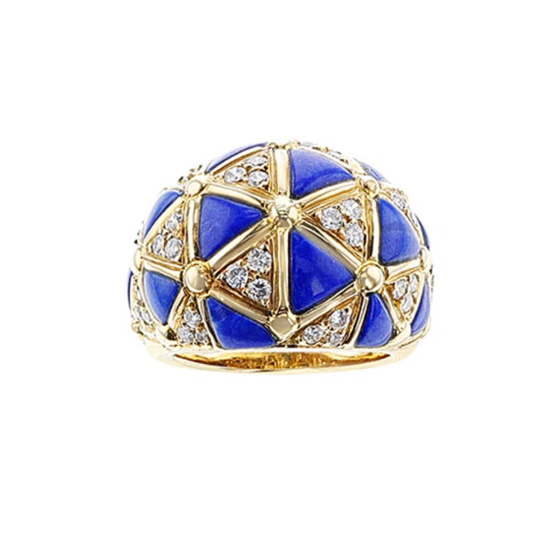 Gold, Lapis Lazuli and Diamond Maryline Ring