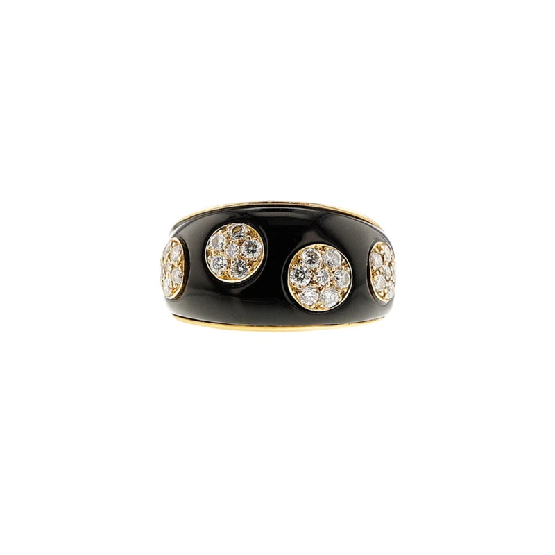 Gold, Onyx and Diamond Ring