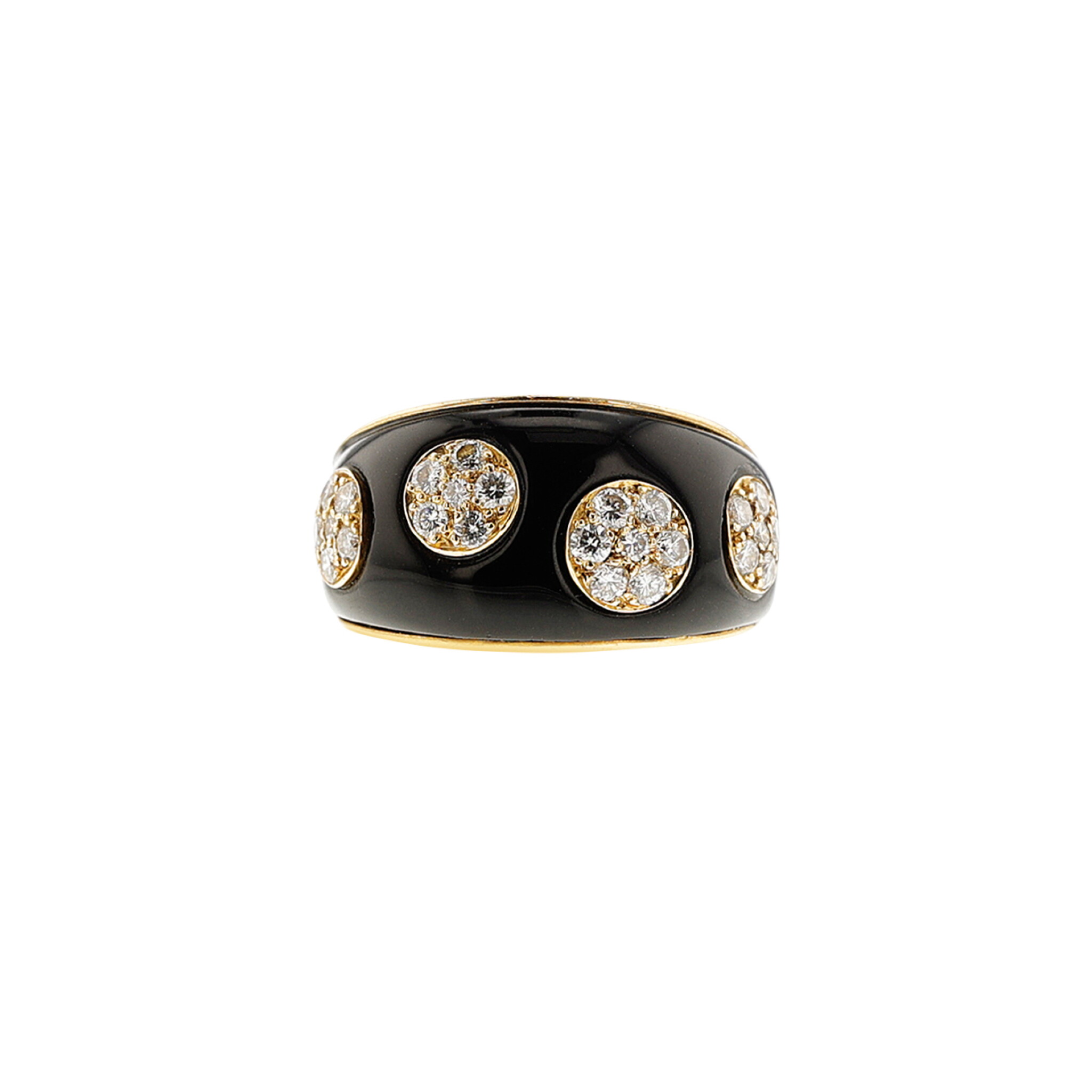 Gold, Onyx and Diamond Ring — view 1