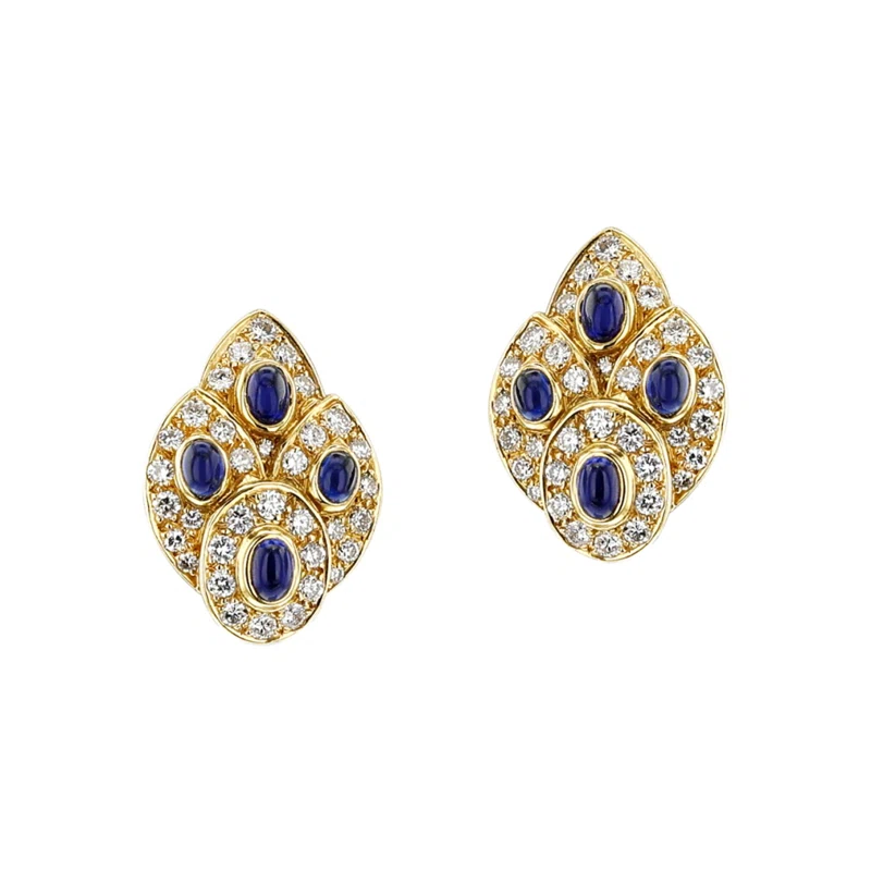 Vintage Gold, Sapphire and Diamond Earclips