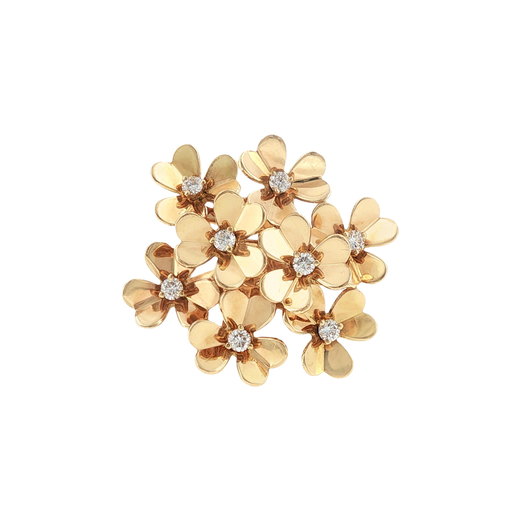Rose Gold and Diamond 8 Flower Frivole Ring — view 1