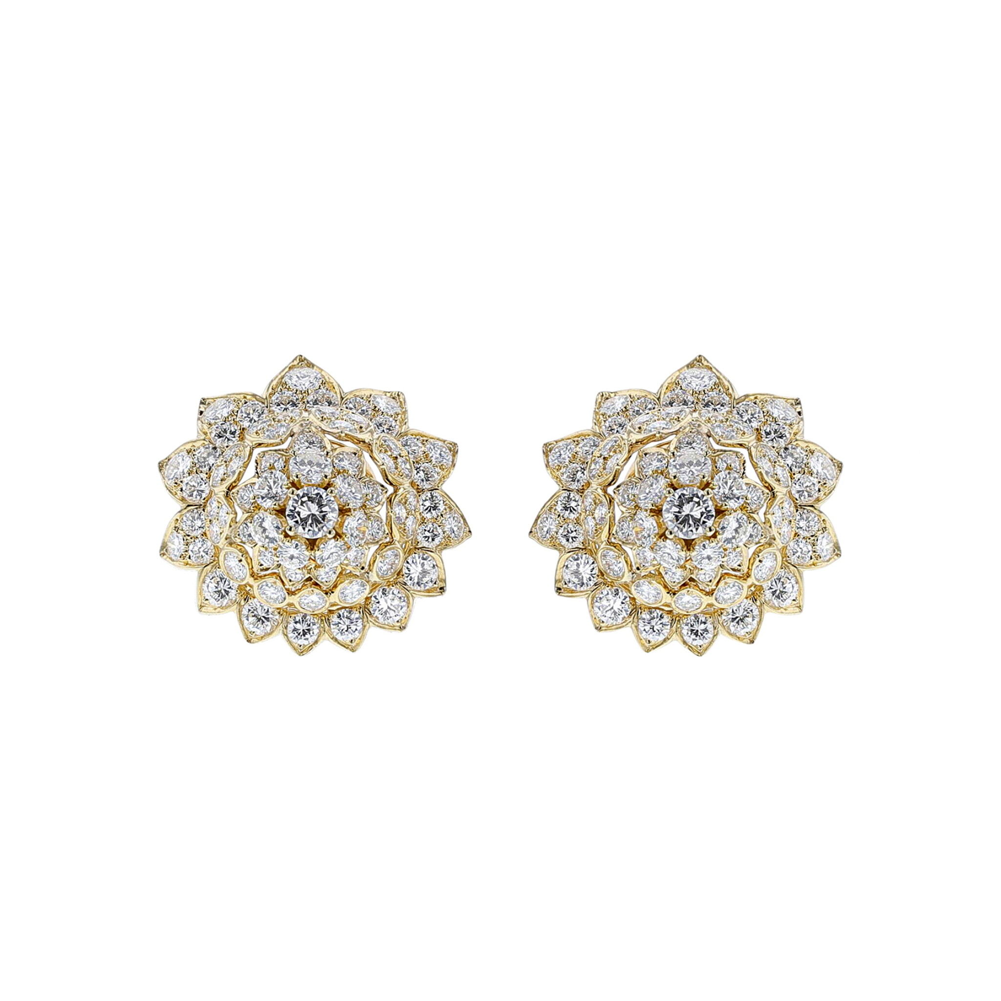 Vintage Gold and Diamond Earclips — view 1
