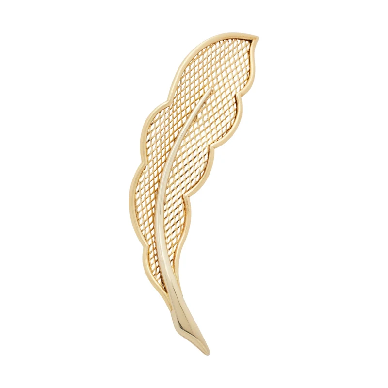 Vintage Gold Large Feather Brooch