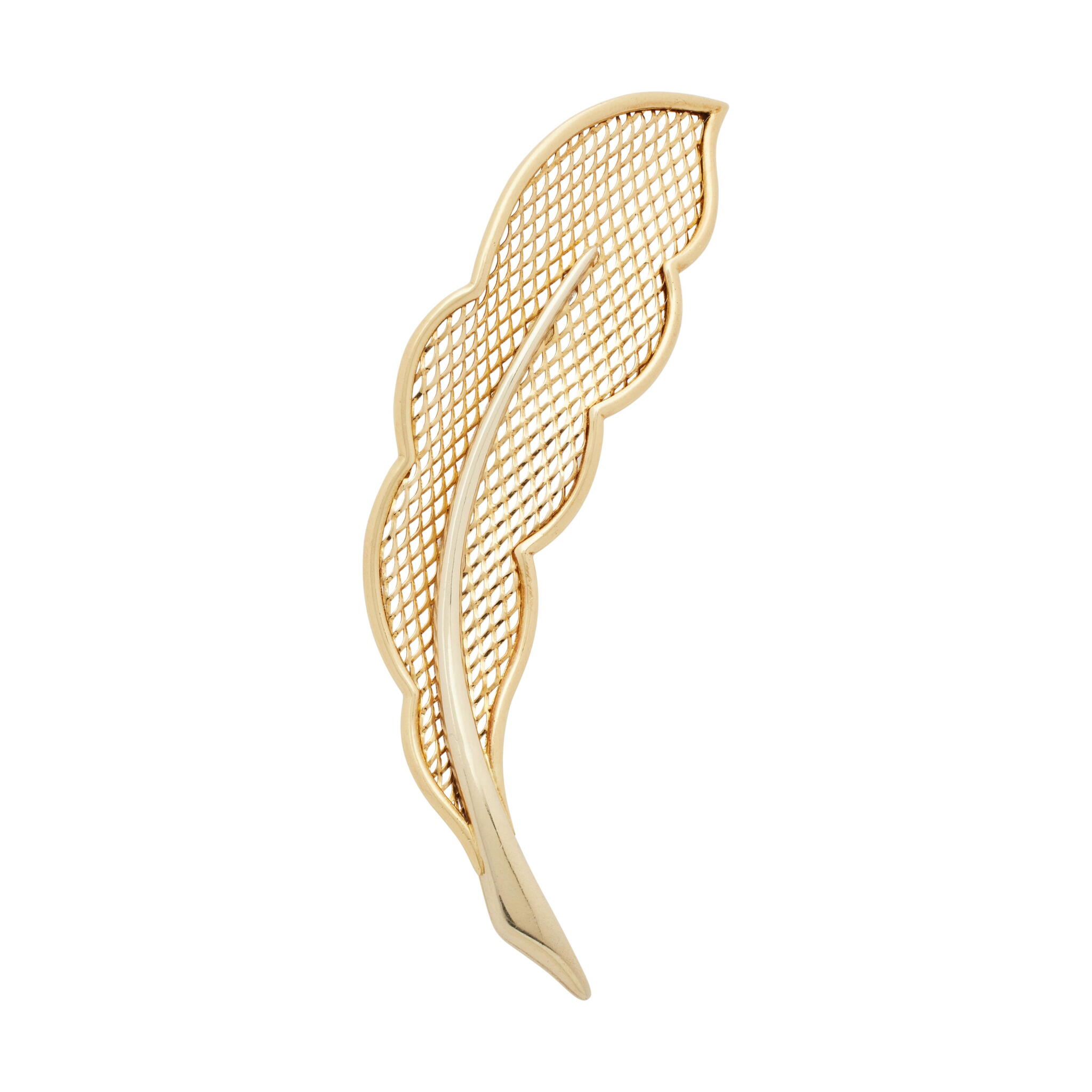 Vintage Gold Large Feather Brooch — view 1