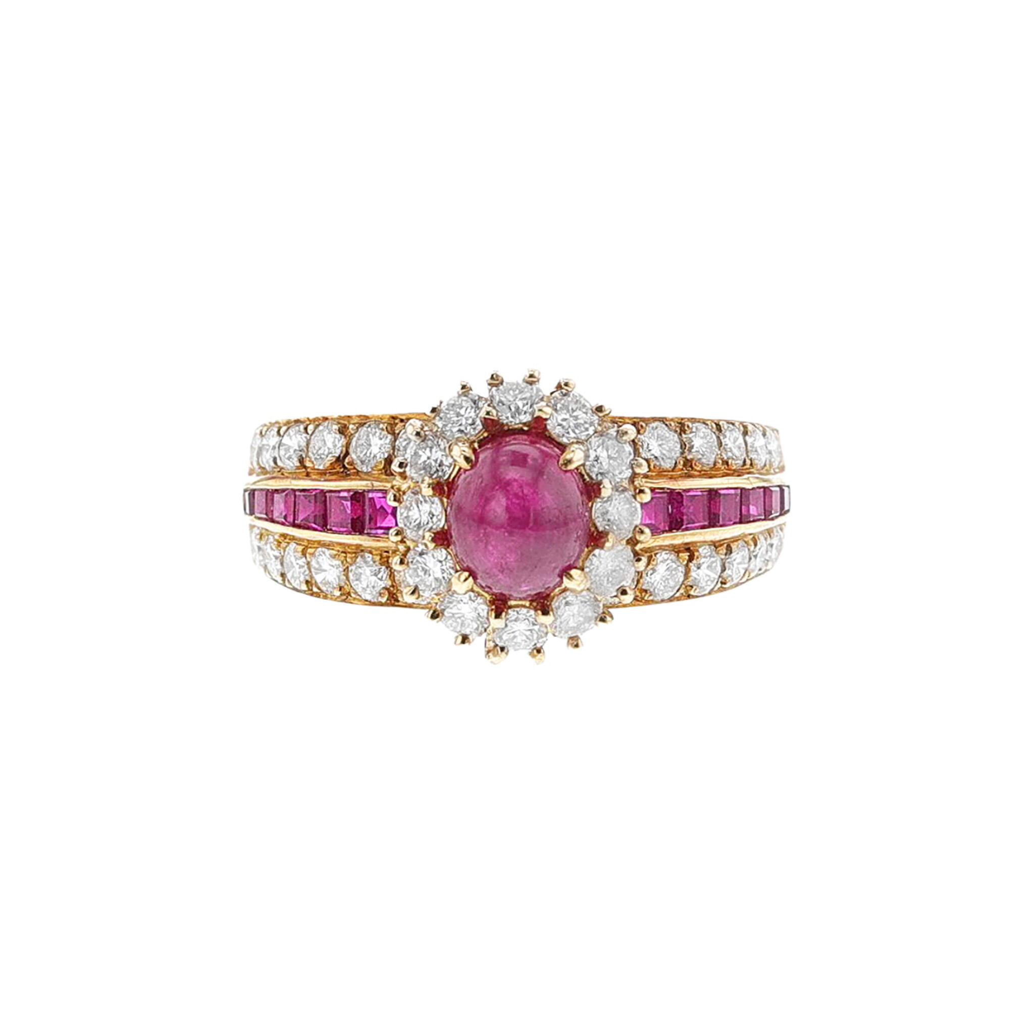 Vintage Gold, Ruby and Diamond Ring  — view 1