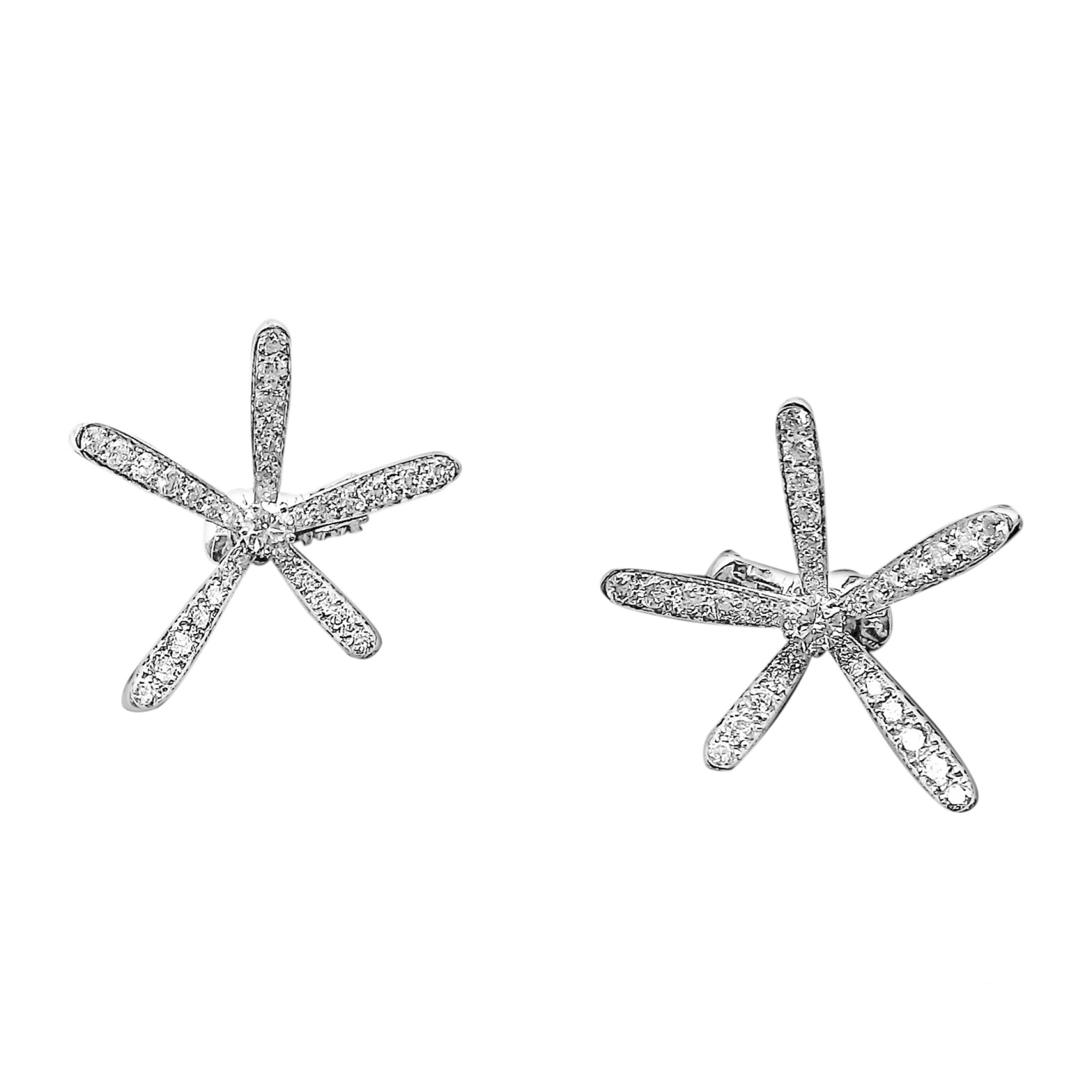 White Gold and Diamond Caresse d'Eole Earclips — view 1