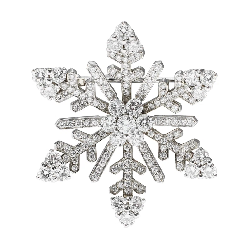 White Gold and Diamond Snowflake Brooch