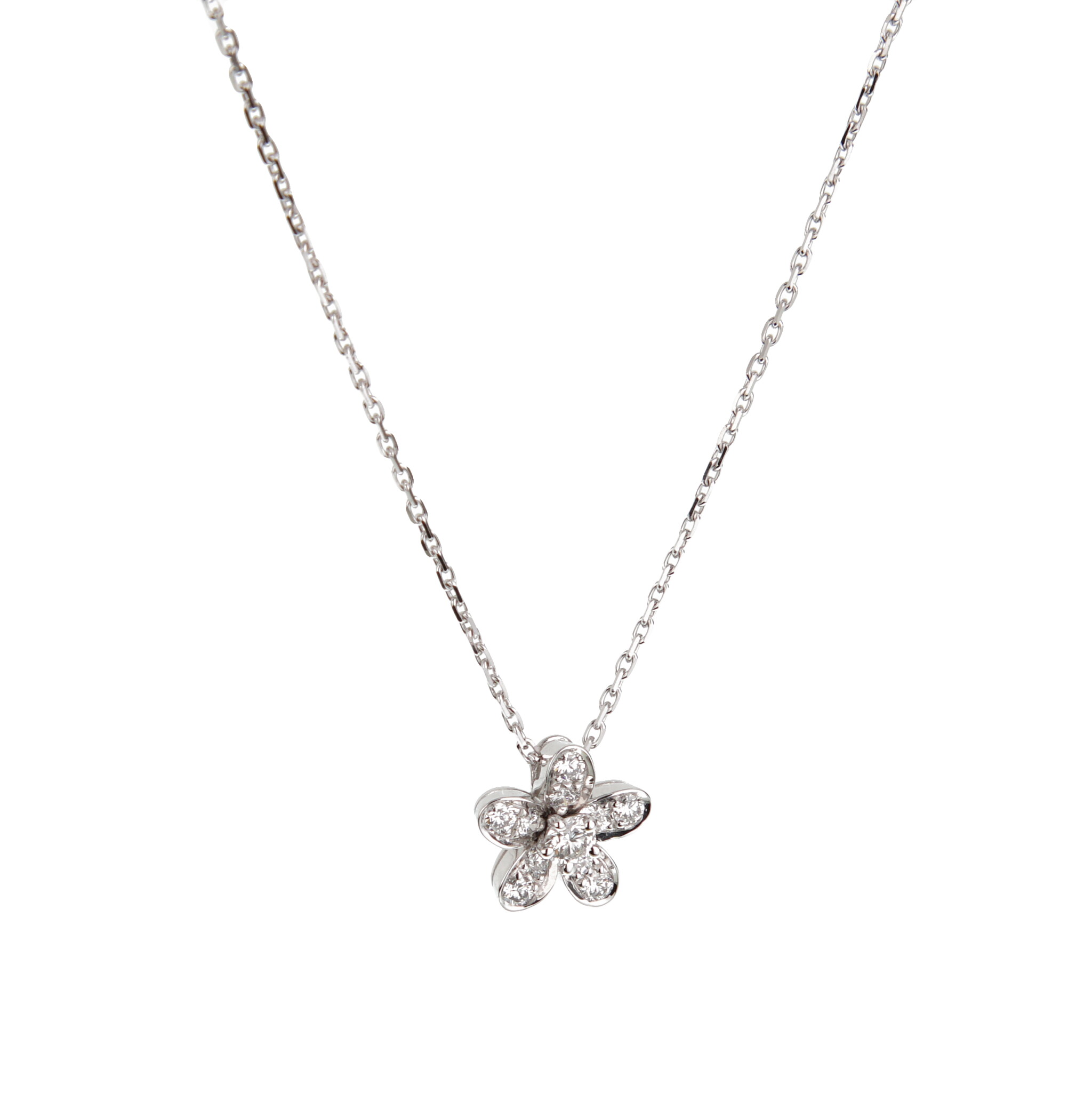 White Gold and Diamond Socrate Flower Pendant Necklace — view 1