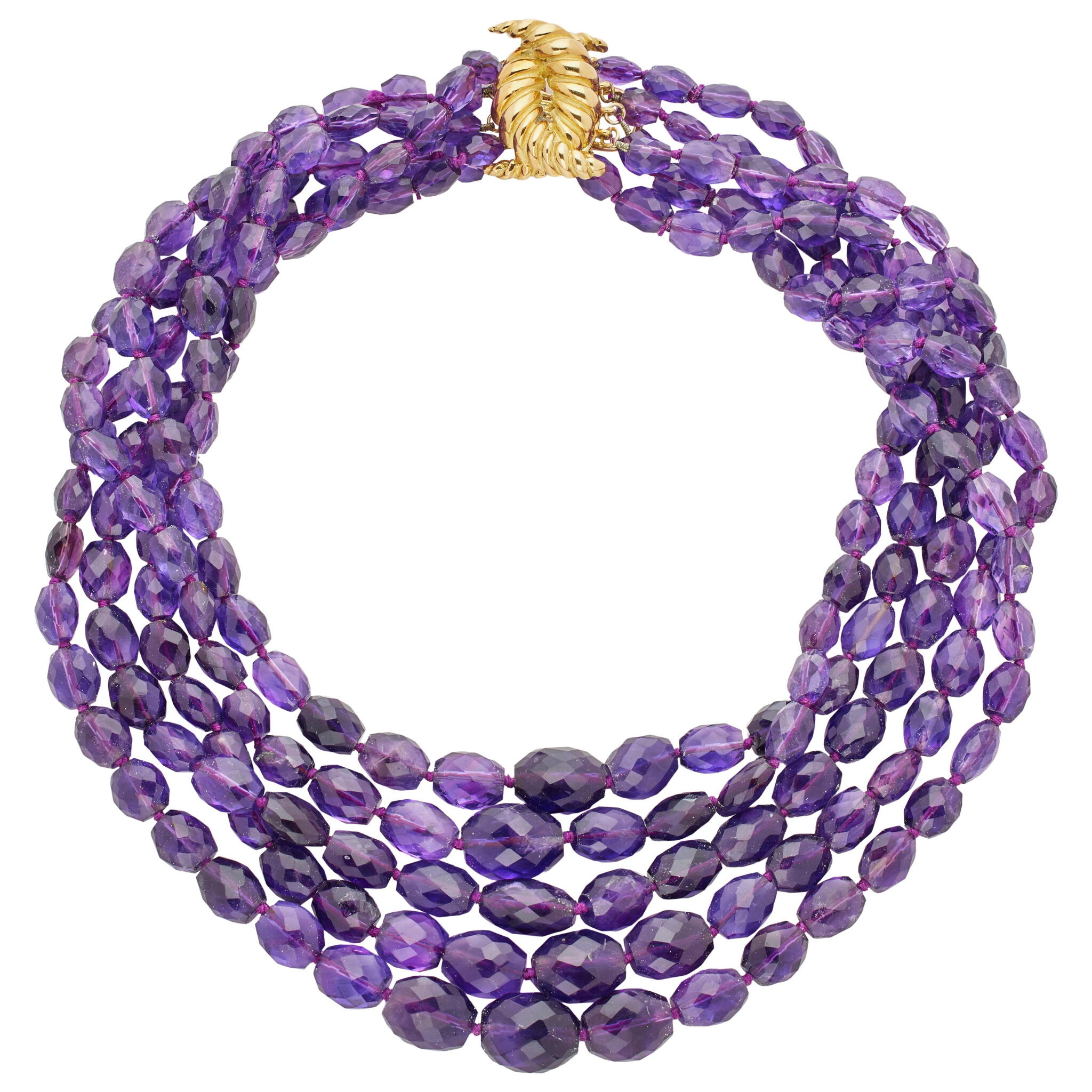 Gold and Amethyst Bead Necklace — view 1