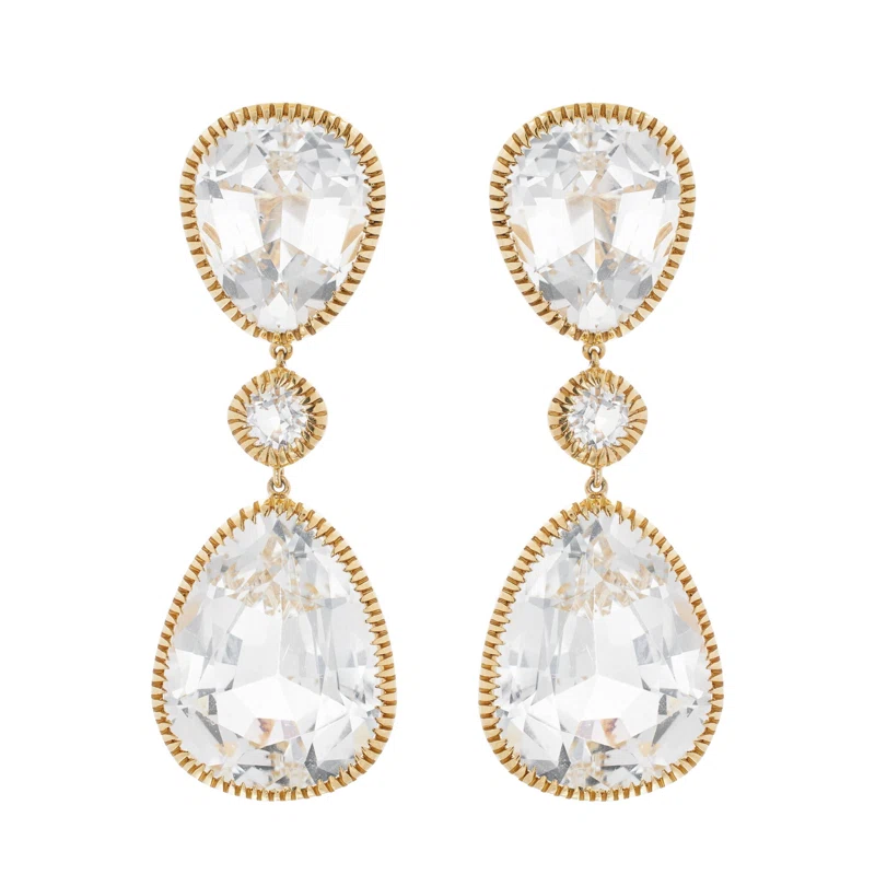 Gold and Topaz Byzantine Drop Earclips