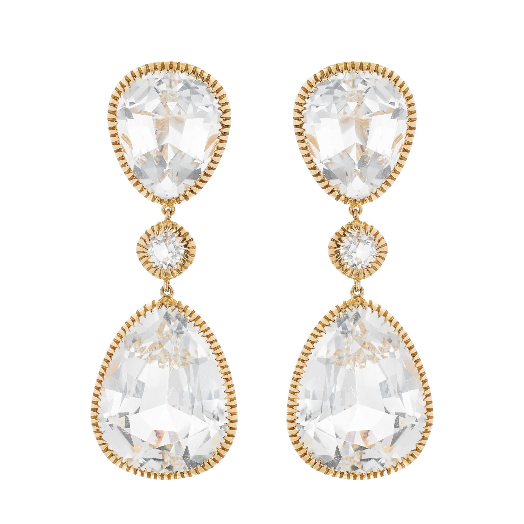 Gold and Topaz Byzantine Drop Earclips — view 1