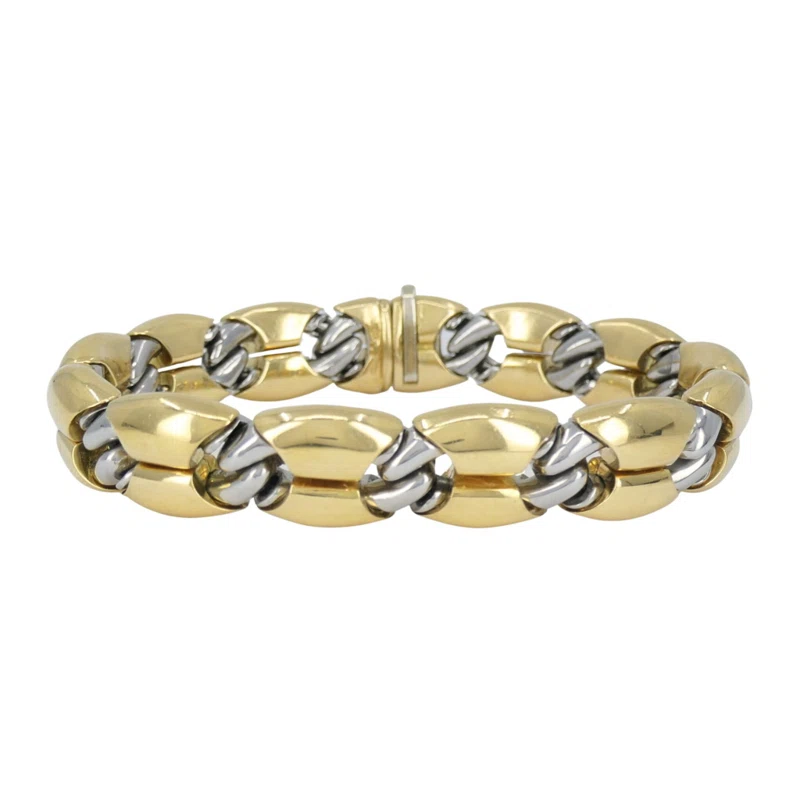 Vintage Gold and Stainless Steel Oro Acciaio Link Bracelet