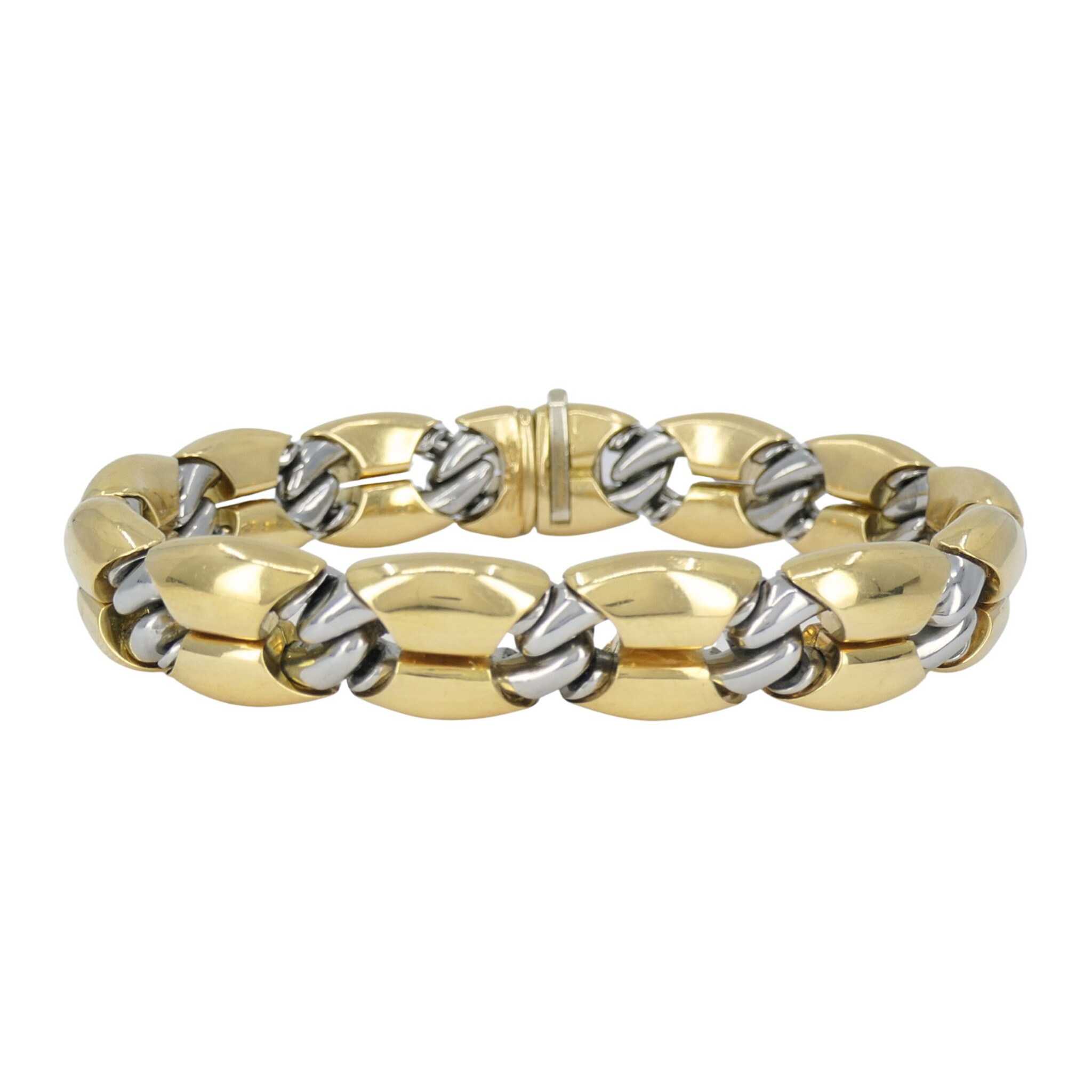 Vintage Gold and Stainless Steel Oro Acciaio Link Bracelet — view 1