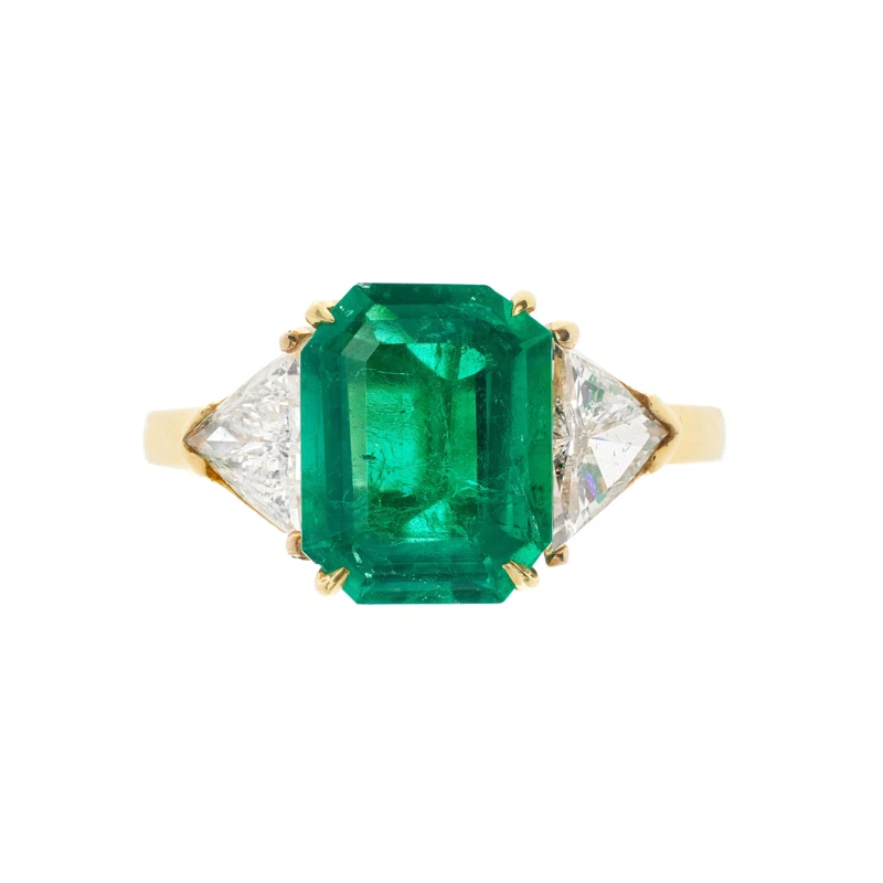 Vintage Gold, 2.77ct Colombian Emerald and Diamond Ring