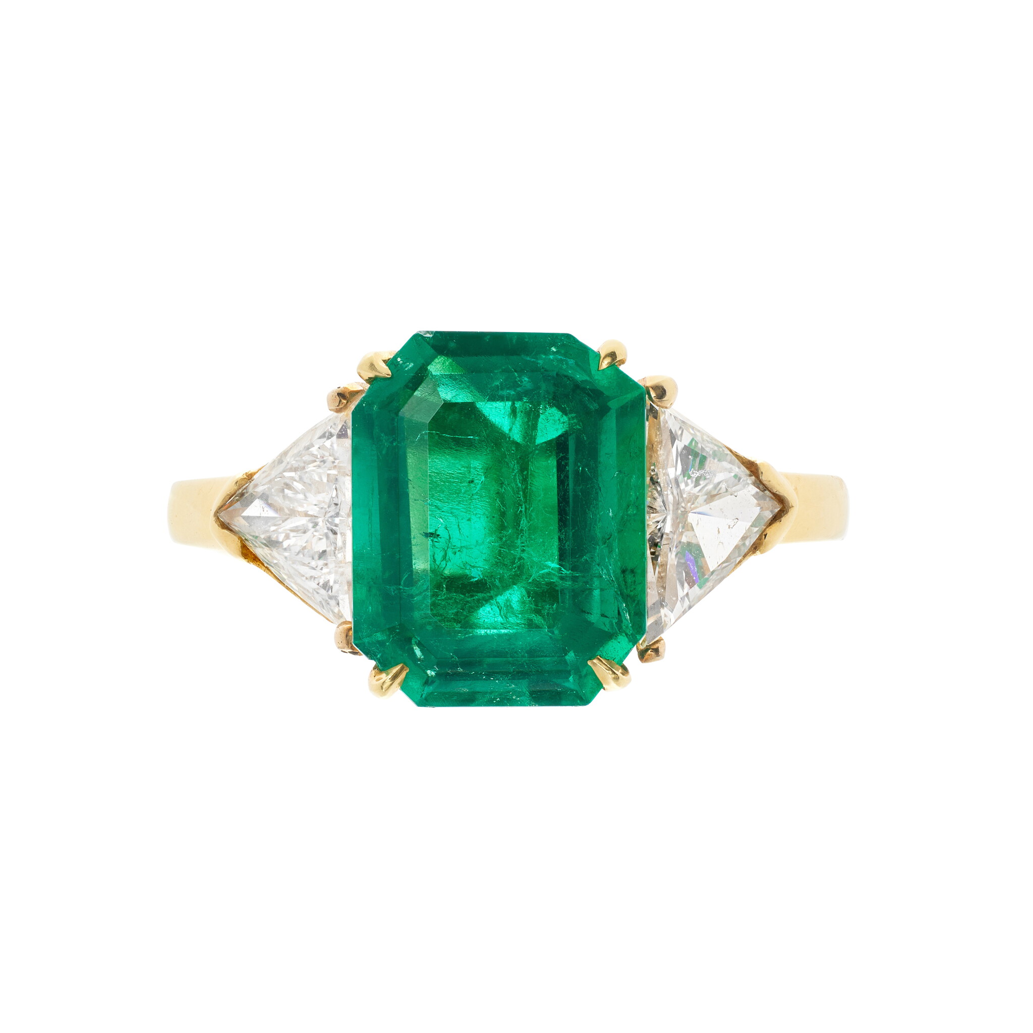 Vintage Gold, 2.77ct Colombian Emerald and Diamond Ring — view 1