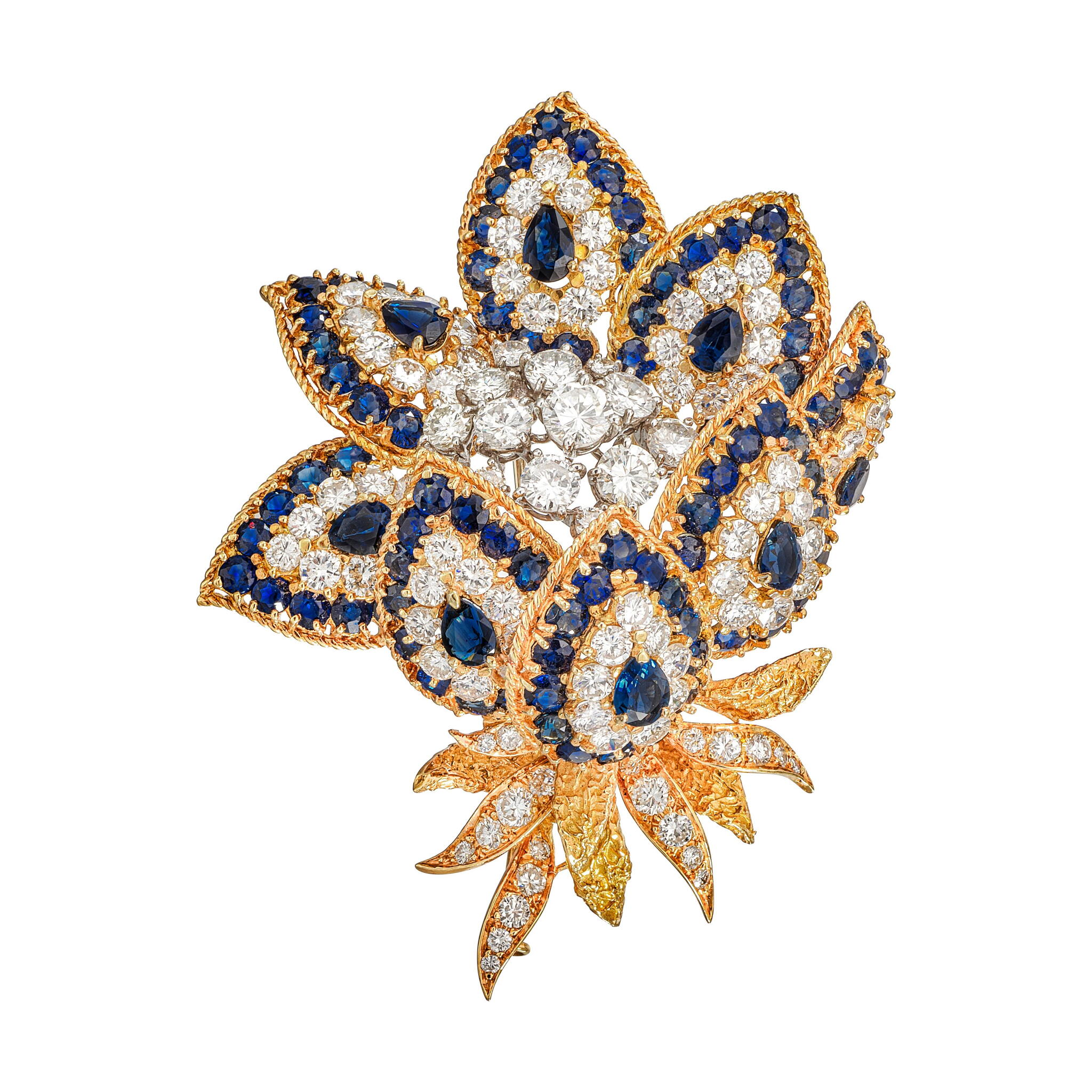 Vintage Gold, Sapphire and Diamond Brooch — view 1