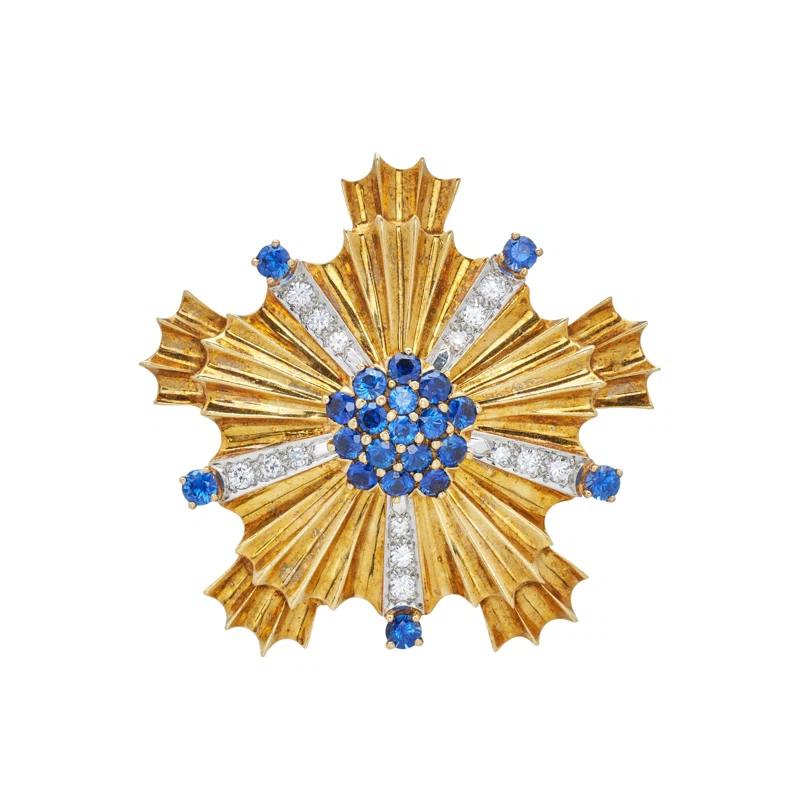 Vintage Gold, Sapphire and Diamond Star Brooch