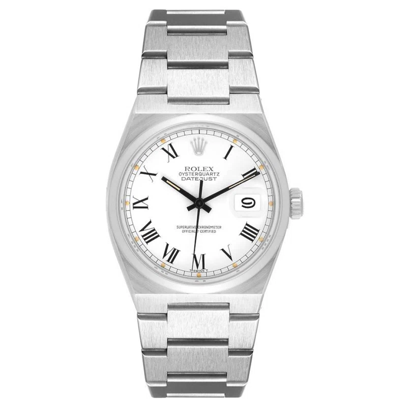 Datejust Oysterquartz 'Buckley' Dial (Reference 17000). A 36mm stainless steel quartz wristwatch with date. 1981