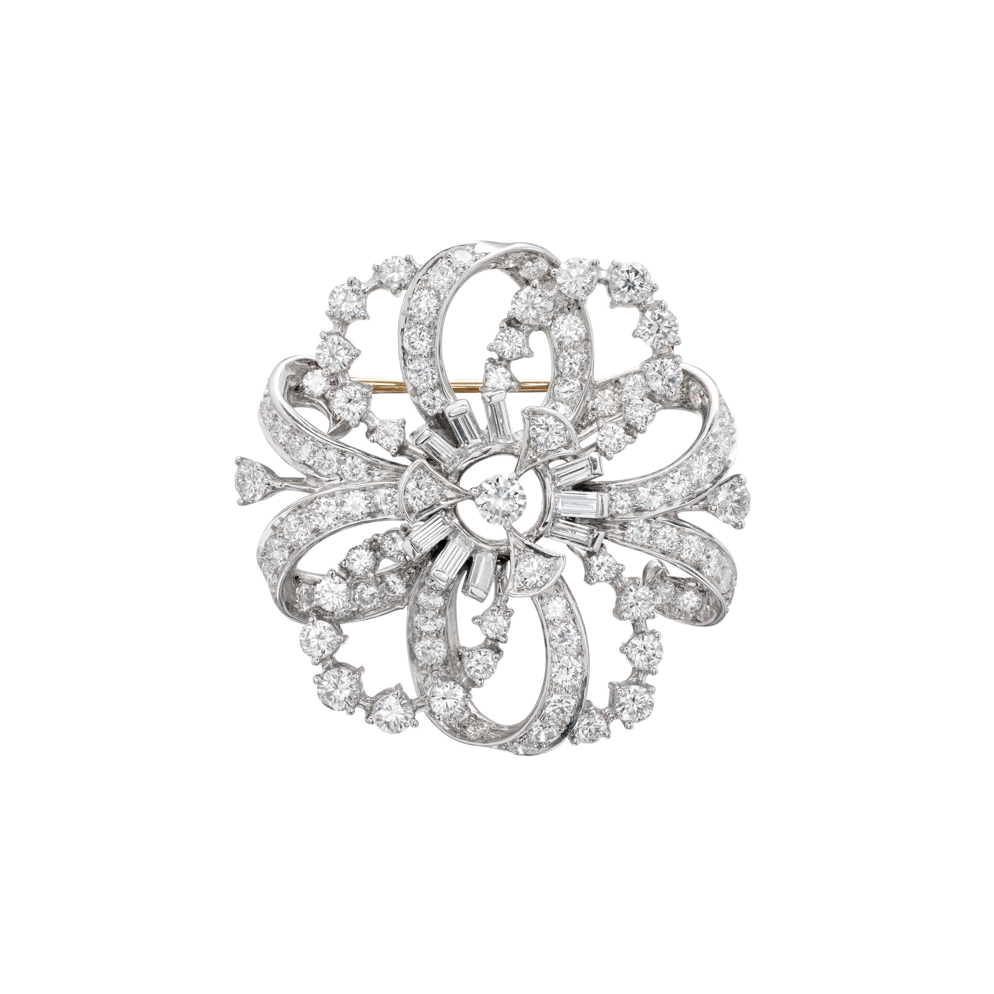 Vintage Palladium, Gold and Diamond Brooch — view 1