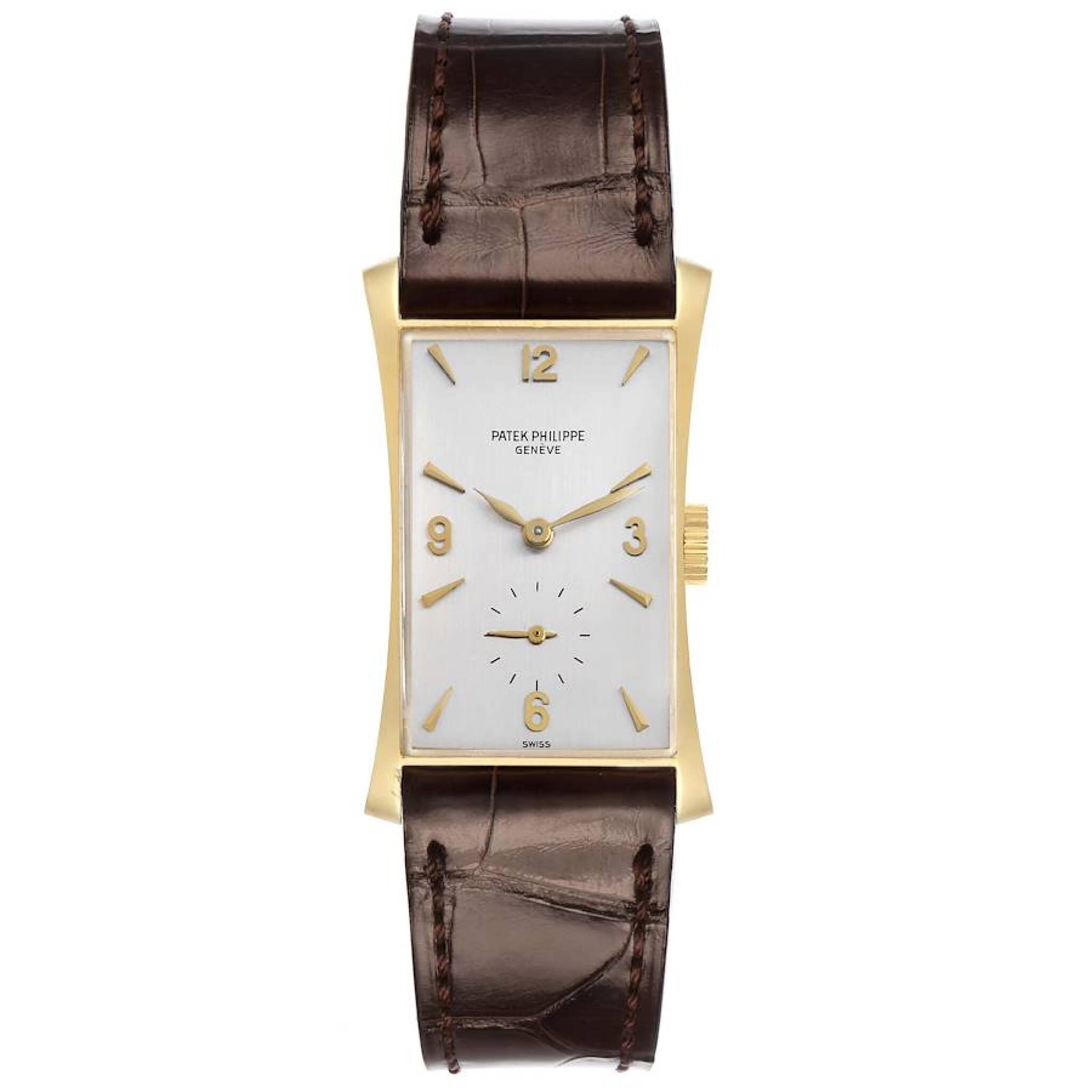 Vintage Patek Philippe Hour Glass (Reference 1593). A 39mm yellow gold manual wind wristwatch. — view 1