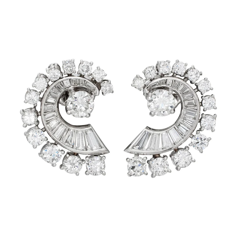 Vintage Platinum and Diamond Earrings
