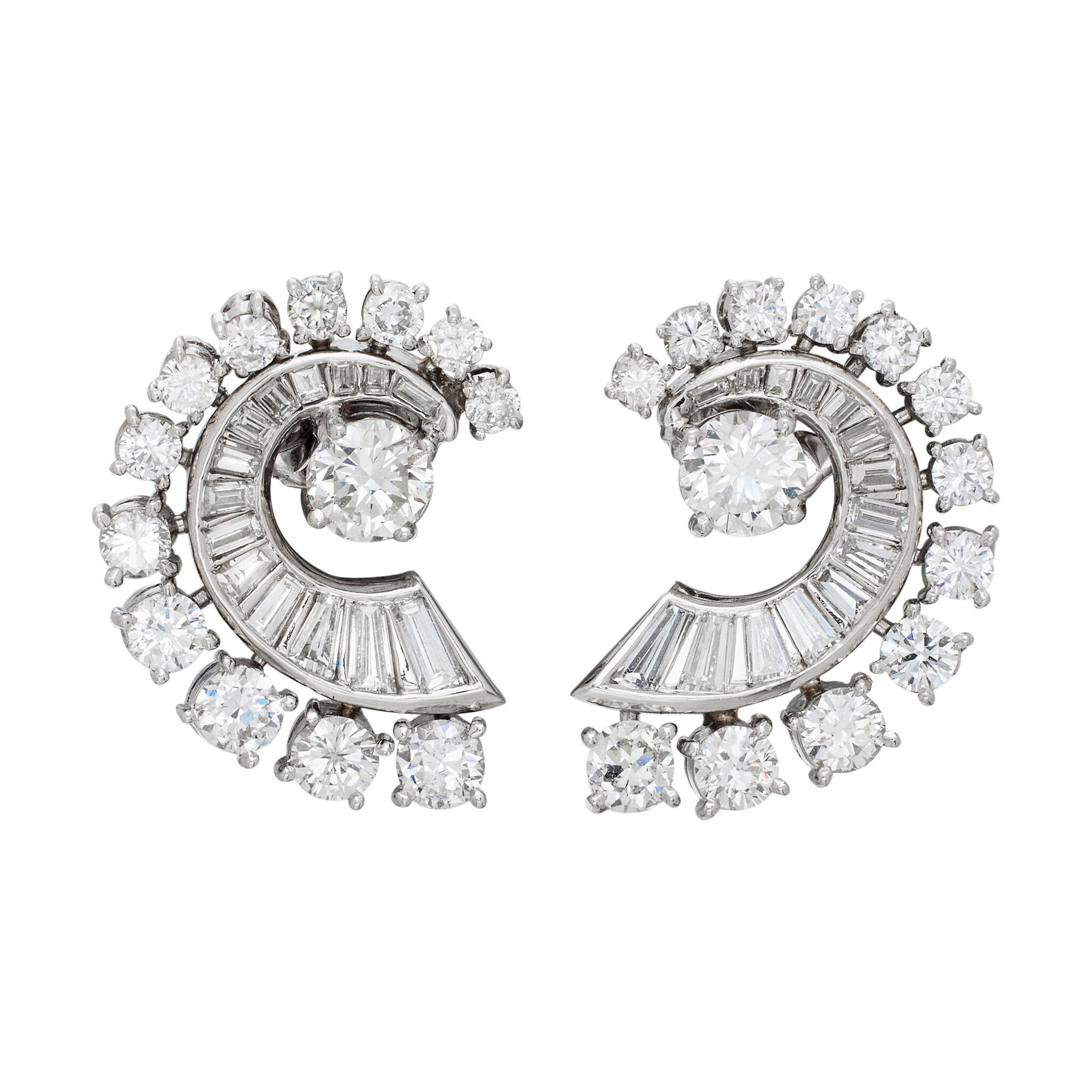 Vintage Platinum and Diamond Earrings — view 1