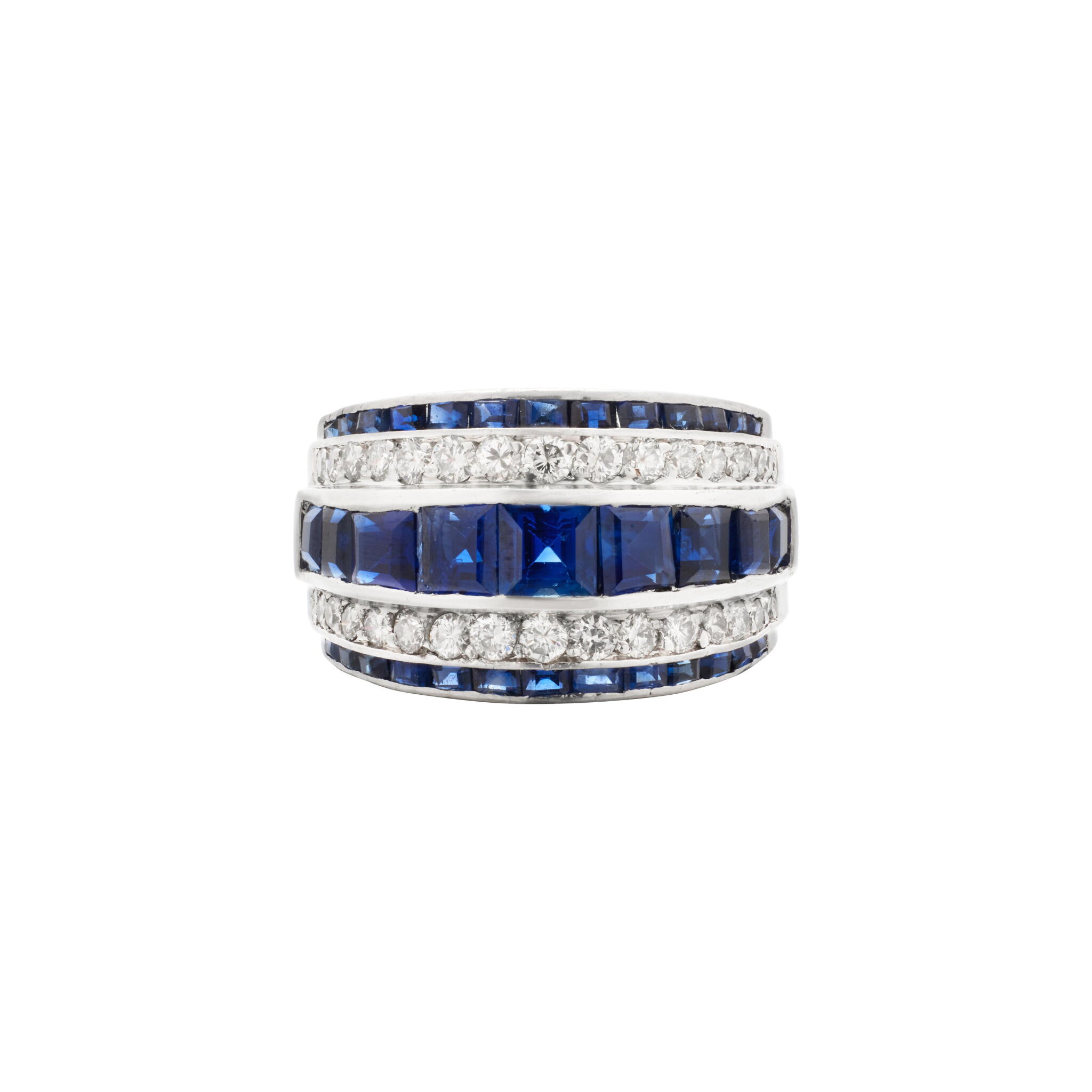 Vintage Platinum, Sapphire and Diamond Ring — view 1