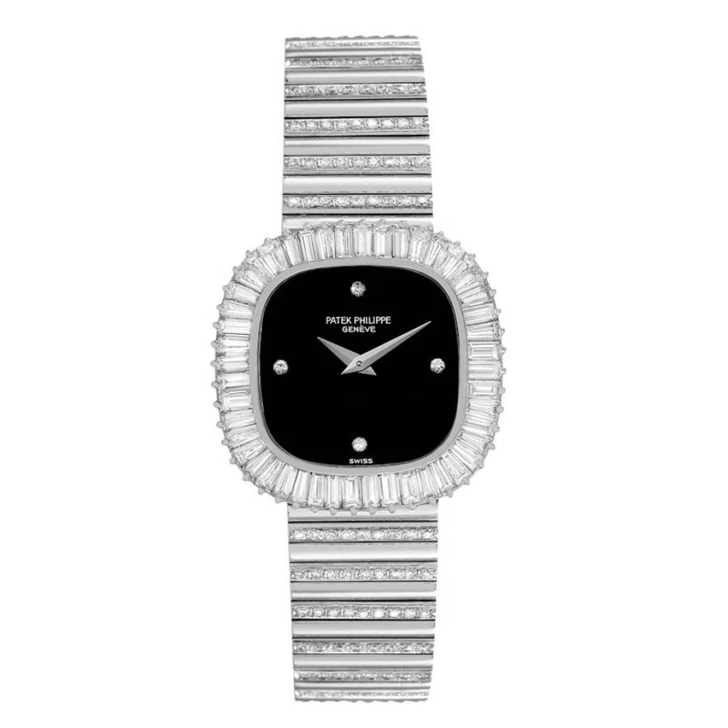Vintage Onyx Dial (Reference 4432/1). A 26.6mm white gold diamond-set manual wind wristwatch.