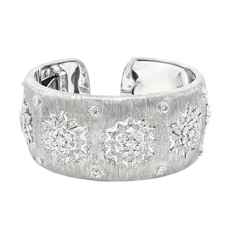 Vintage White Gold and Diamond Cuff Bracelet