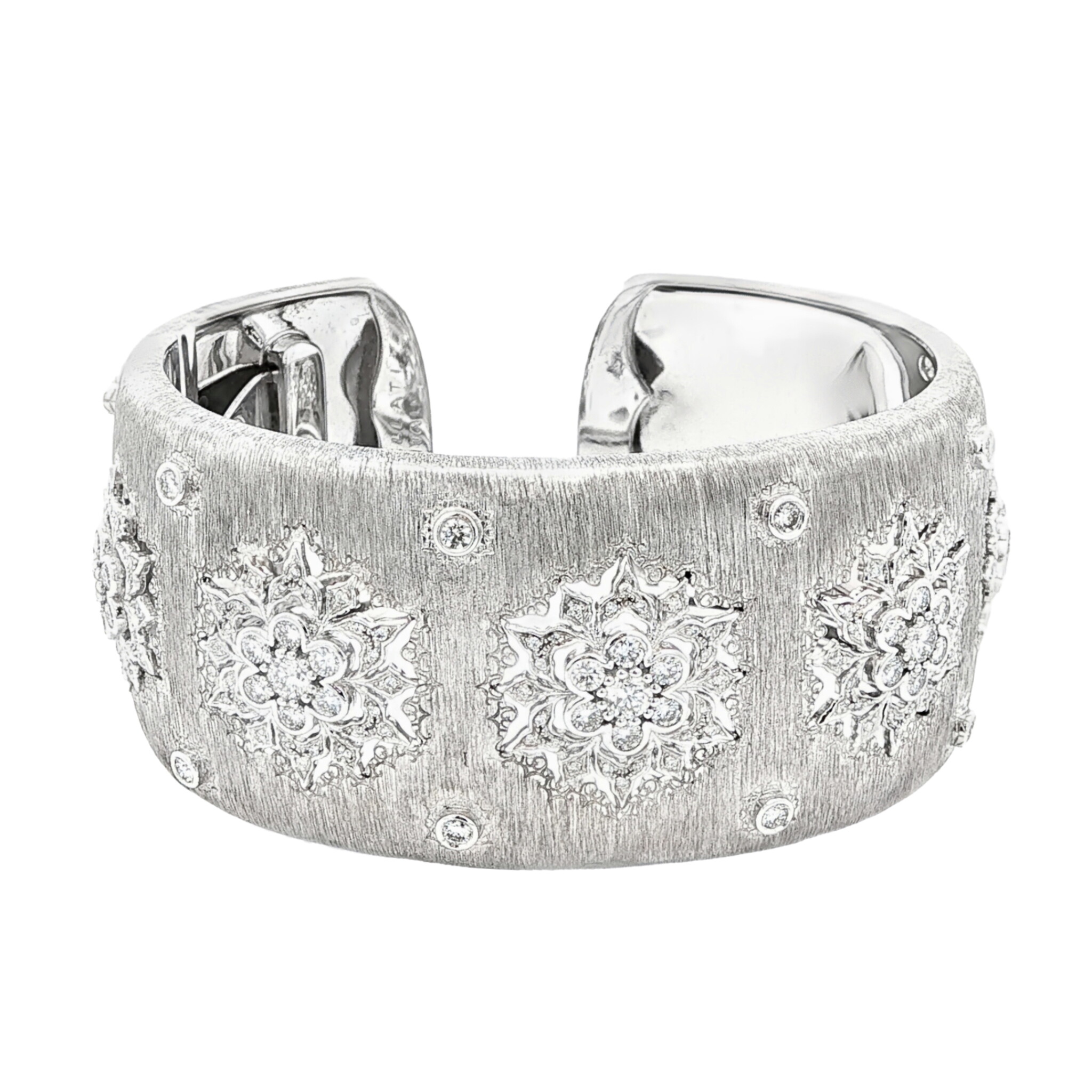 Vintage White Gold and Diamond Cuff Bracelet — view 1